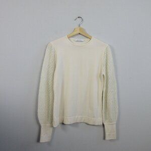 The Fold Wool Alpaca Sweater Women S Ivory Crewneck Crochet Sleeve Luxury 250